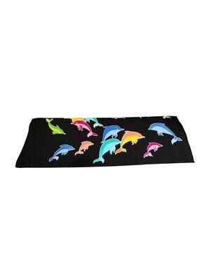 Unbranded Handmade Black Dolphin Print Summer Swimsuit Cover Up Sarong Wrap